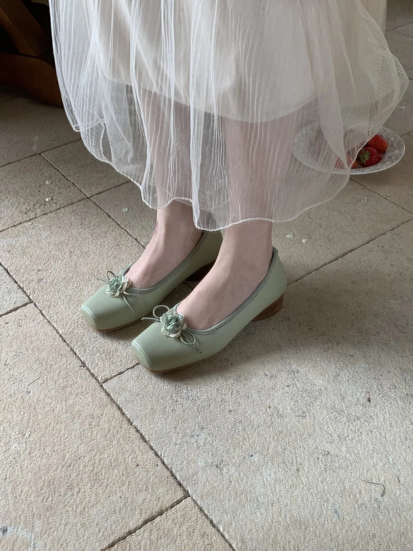 Balletcore Square Toe Floral Shoes