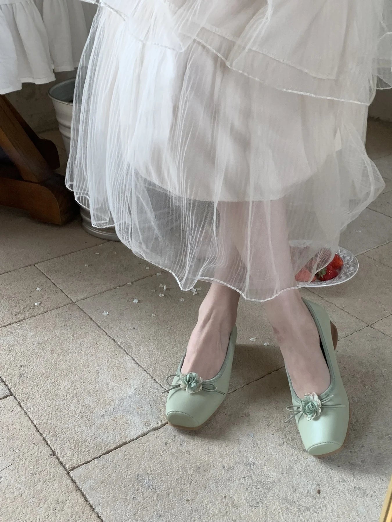 Balletcore Square Toe Floral Shoes