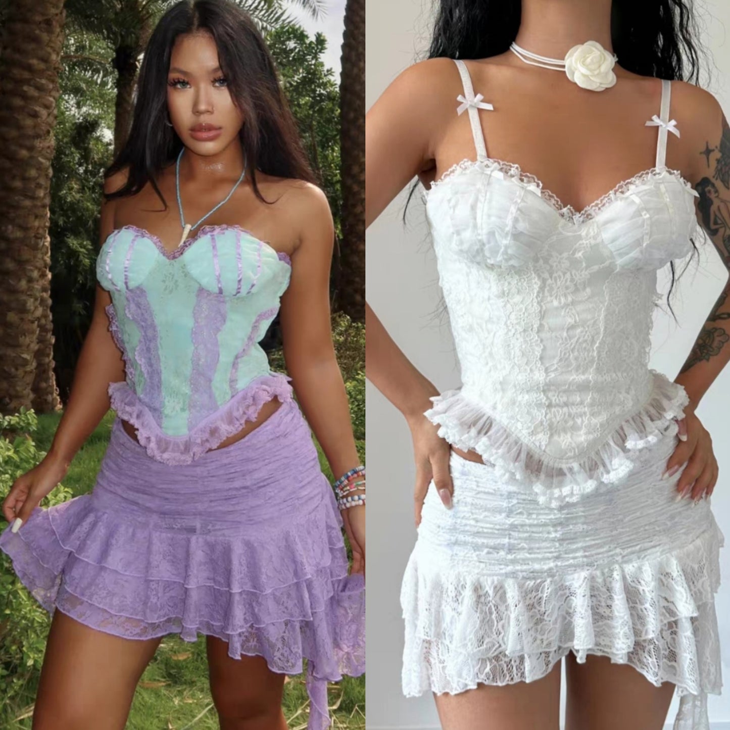 Handmade Coqette Lace Corset & Skirt [Ricchie]