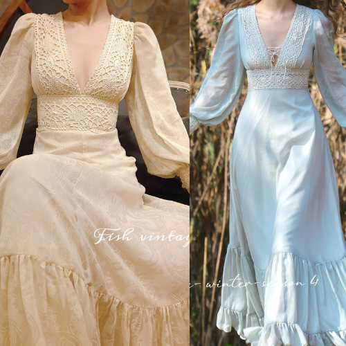 Gunne Sax Remake V Neck Prairie Dress (2 COLORS)