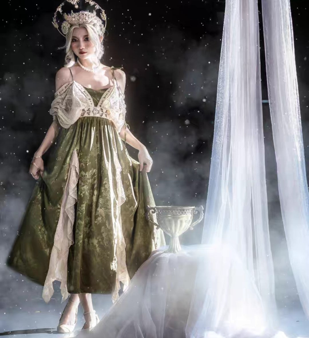 Royalcore Regency Style Princess Dress Green / M I Retro Fairy Royalcore Regency Style Princess Dress Green / M I Retro Fairy
