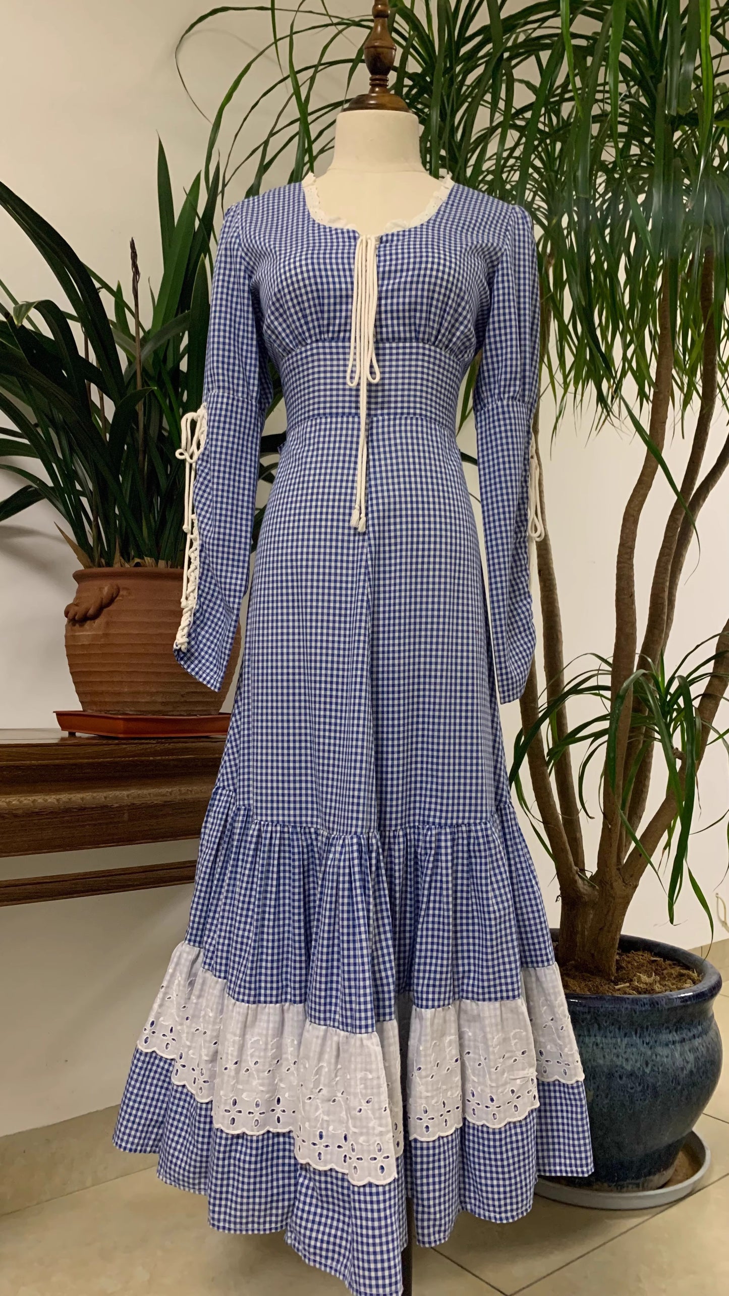 Gunne Sax Remake Pink Gingham Prairie Dress