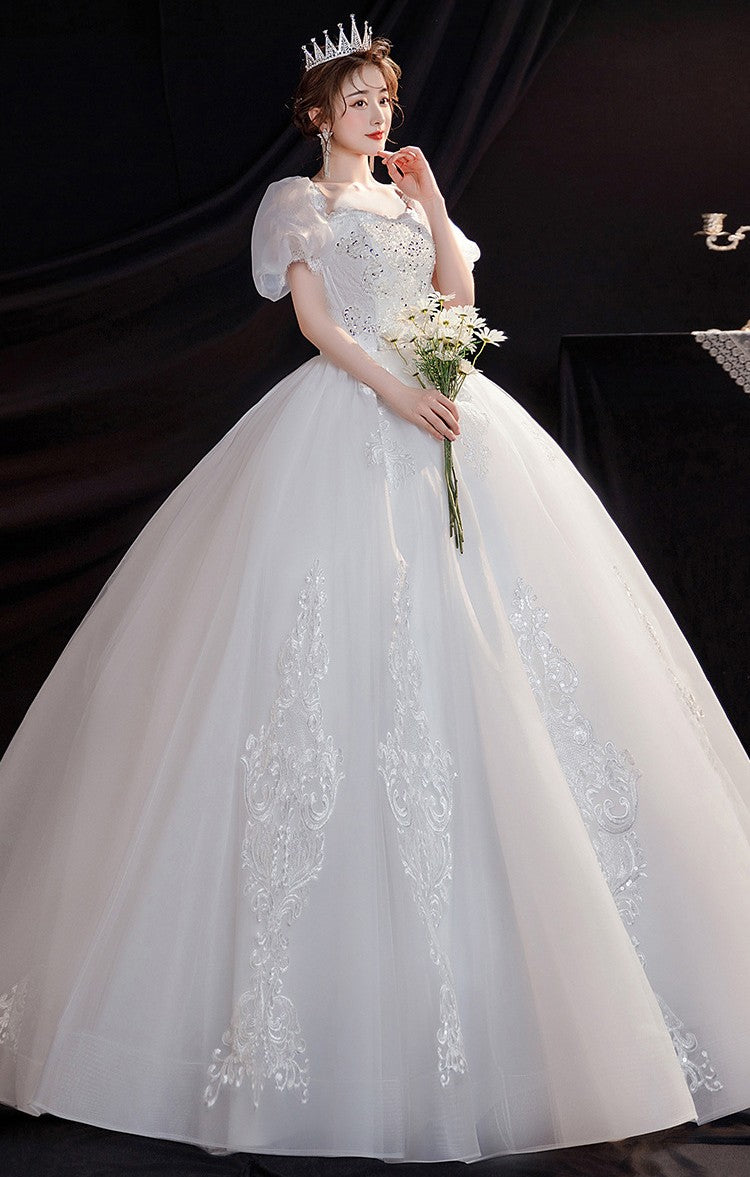 Royalcore Vintage Princess Puff Sleeves Wedding Gown