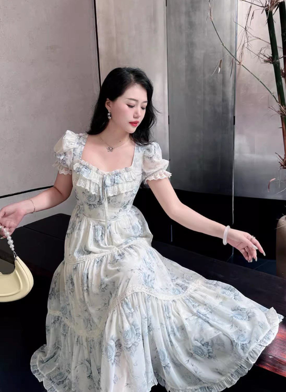 Dreamy Lace Panel Floral Dress Plus Size
