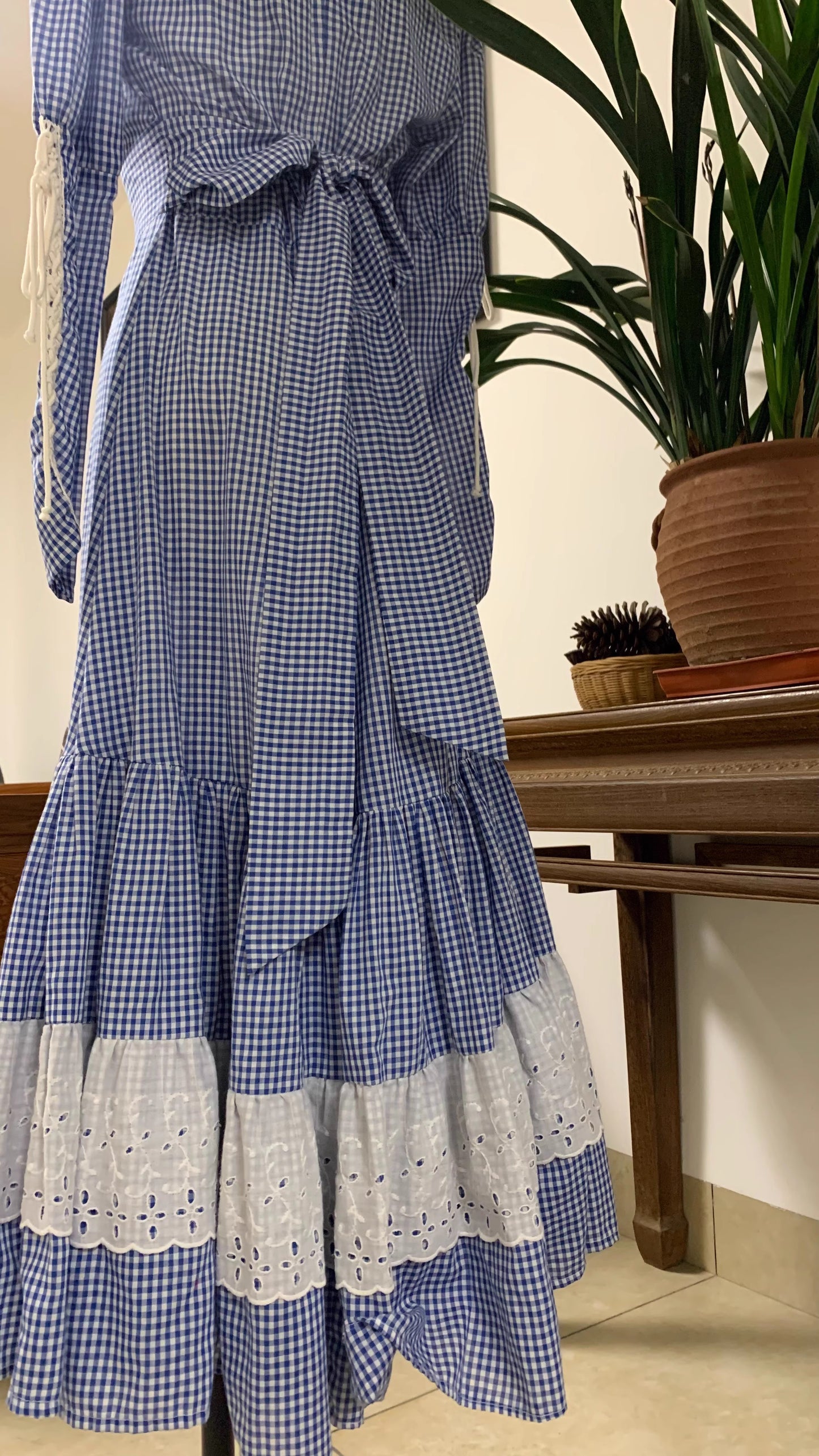 Gunne Sax Remake Pink Gingham Prairie Dress