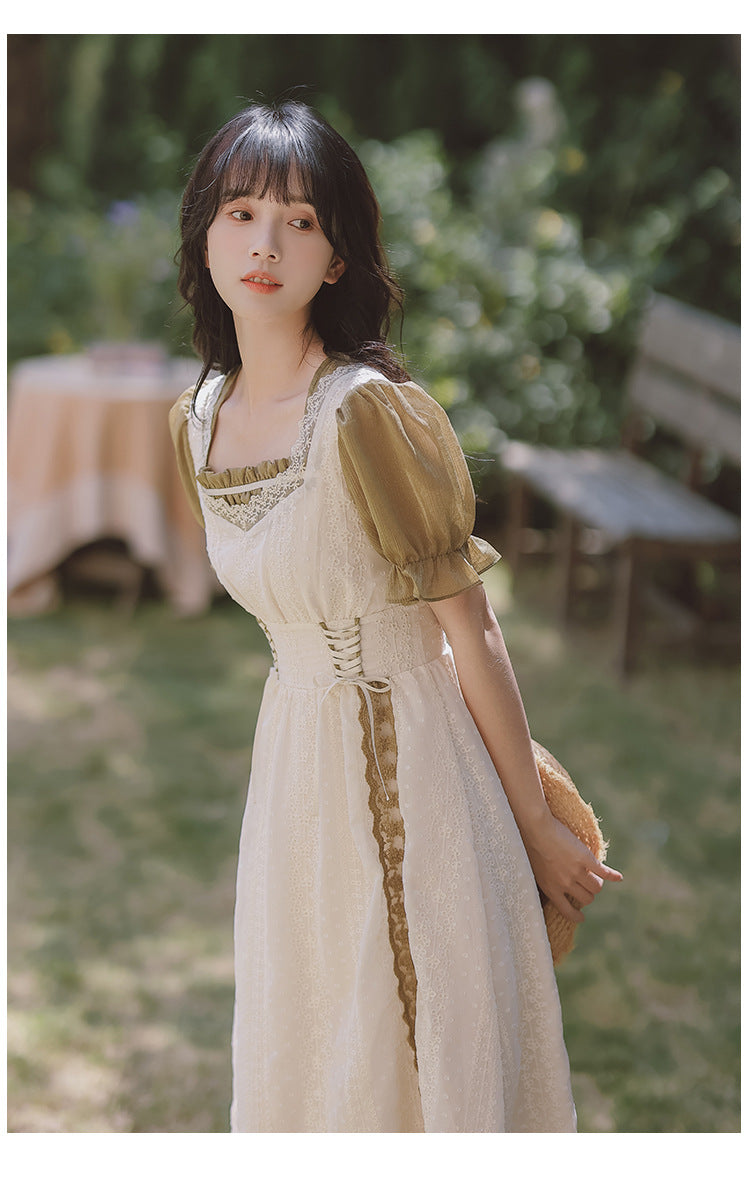Fairycore Contrast Color Vintage Dress