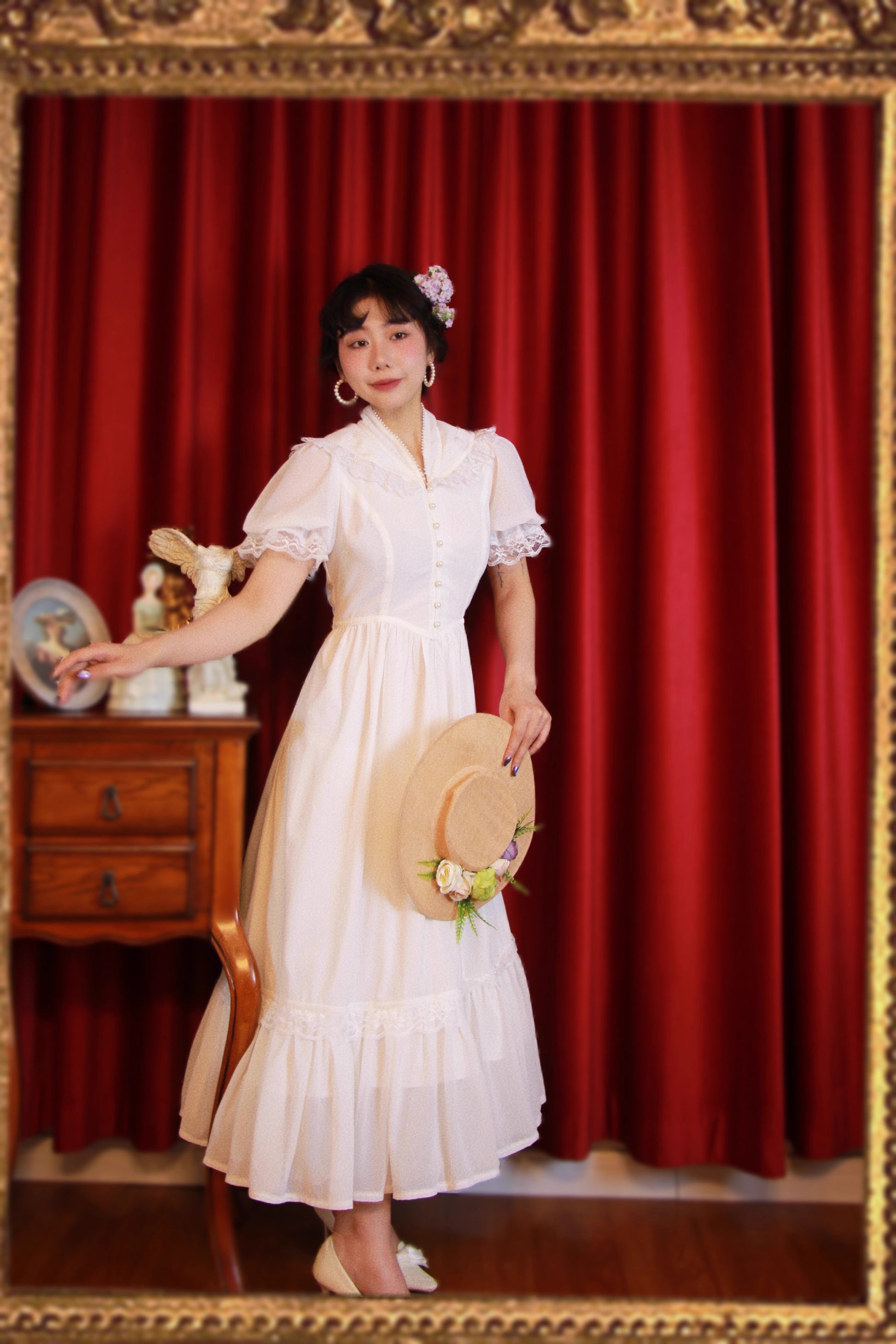 v neck puff sleeve dress Vintage 70s Gunne sax Style V Neck Puff Sleeves Dress – Retro Fairy