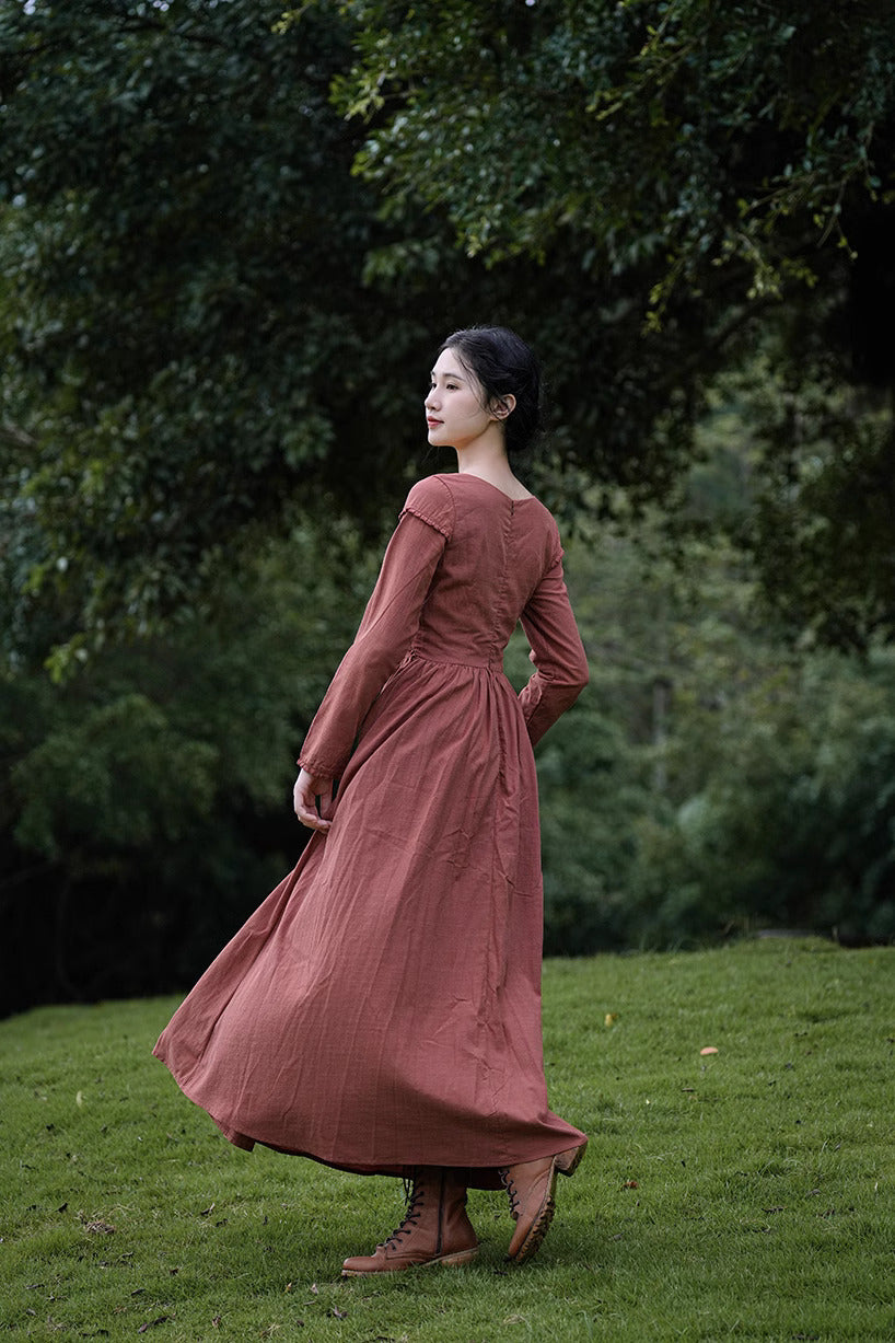 1900S Bow Tie Linen Vintage Dress
