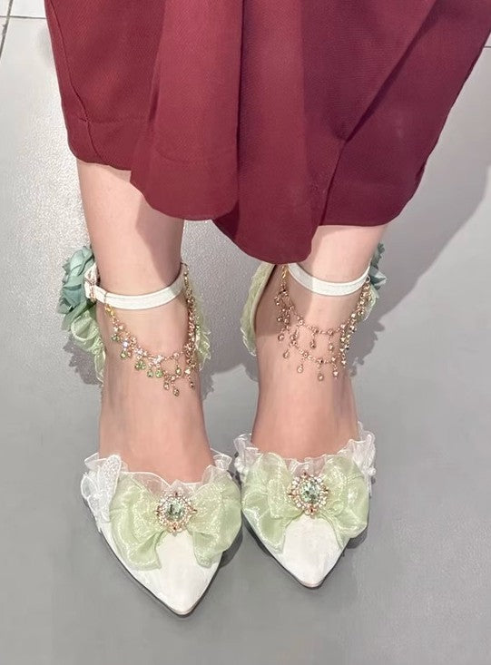 Retro Dreamy Bow Tie Stiletto Heels