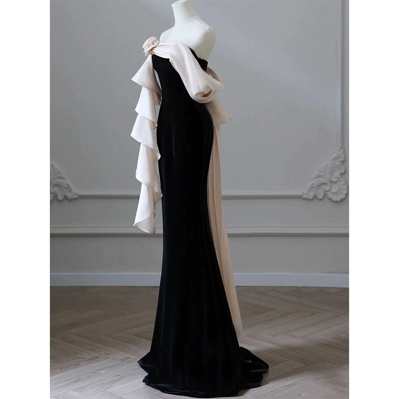 Retro Off-shoulder sleeveless fitted waist mermaid dress