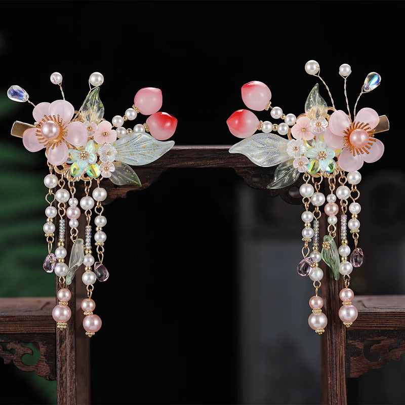 Dreamy Peach Blossom Hair Clips