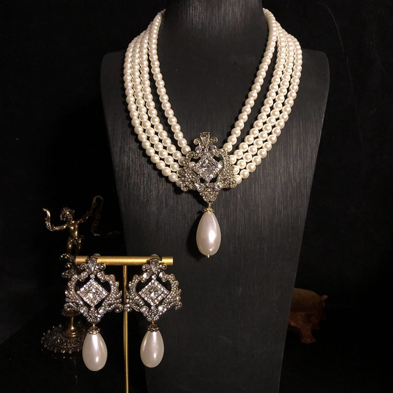 pearl necklace pearl earrings vintage jewelry