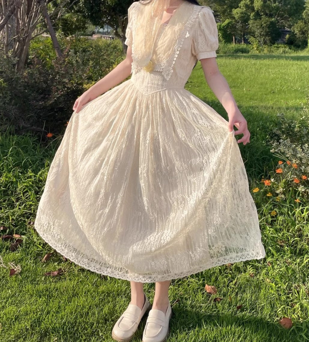 Gunne Sax Inspired Black Lace Dress - 1980s Style Victorian