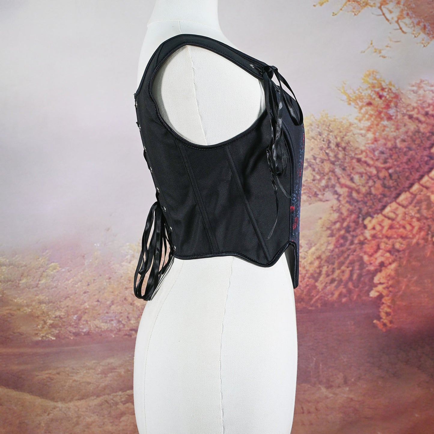 Dark Academia Skull Print Corset Top