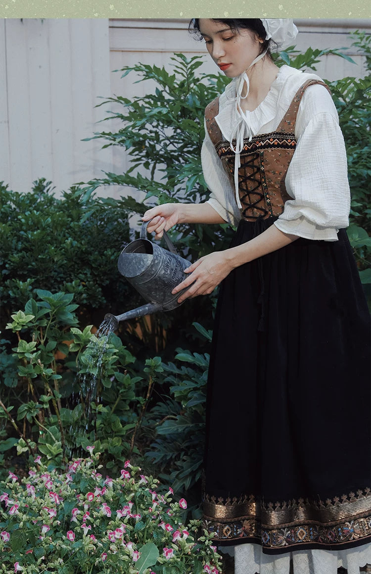 Bavarian Style Cottagecore Pinafore Dress M