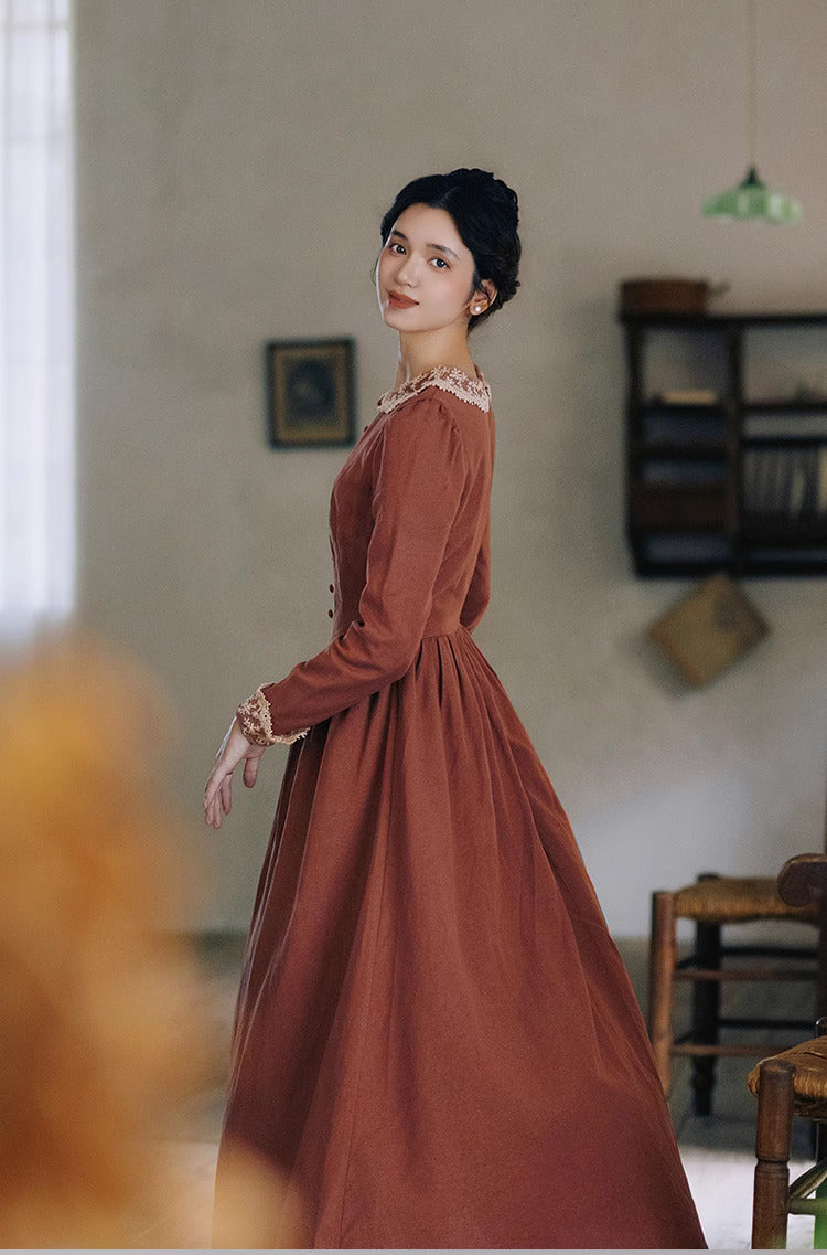 Period Drama Inspired Lace Collar Vintage Dress