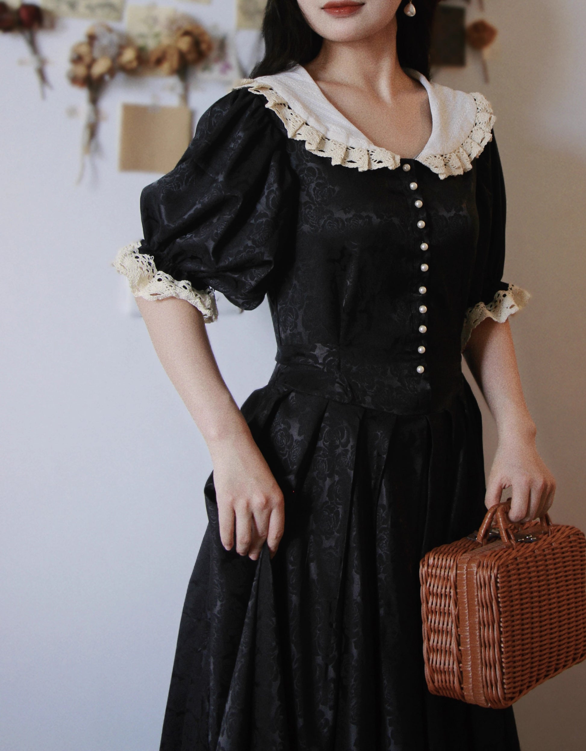 Vintage Dark Academia Peter Pan Collar Dress M I Retro Fairy Vintage Dark Academia Peter Pan Collar Dress M I Retro Fairy