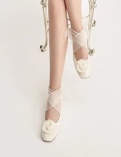 Retro Balletcore Rose Decor Flat