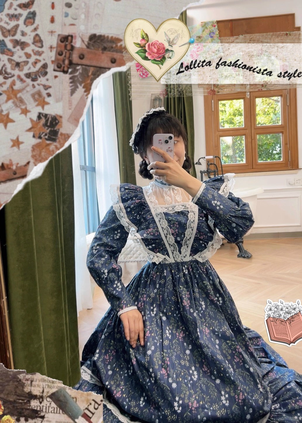 Gunne Sax Remake 70s Stand Collar Floral Prairie Dress