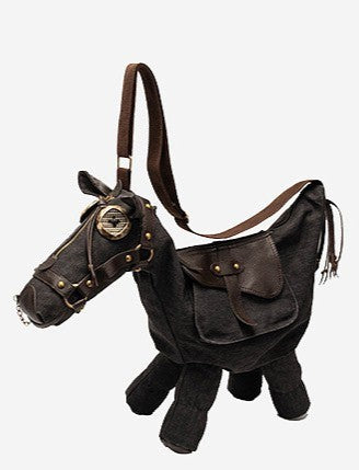 Brown horse-shaped bag with leather straps ,vintage handbag vintage bag, fairycore bag