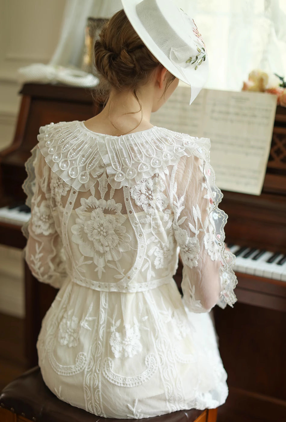 Vintage 30s Embroidery Lace Dress