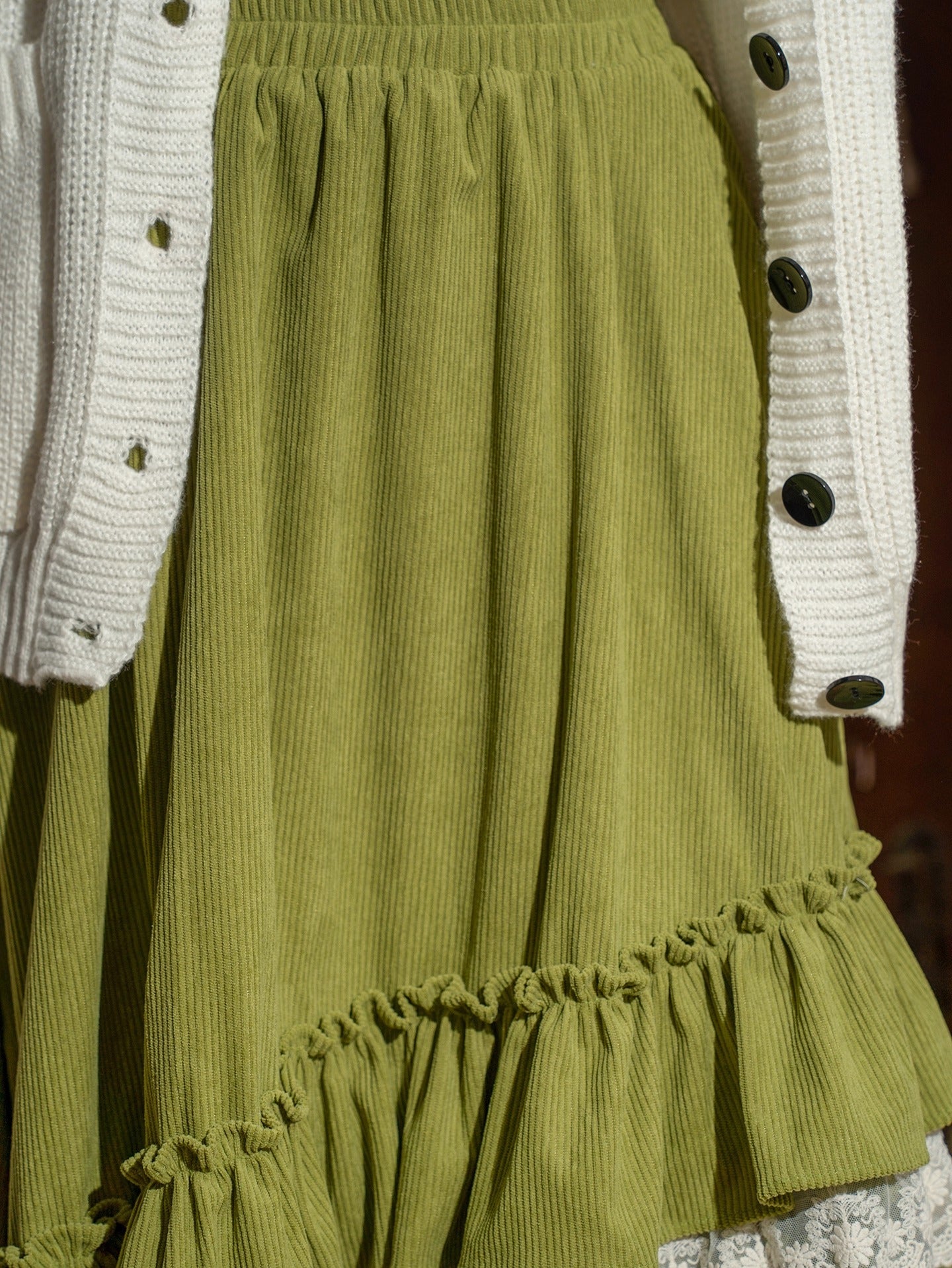 Retro Green Irregular Skirt