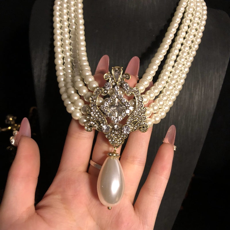 Baroque Style Pearl and Gemstone necklace & Earrings