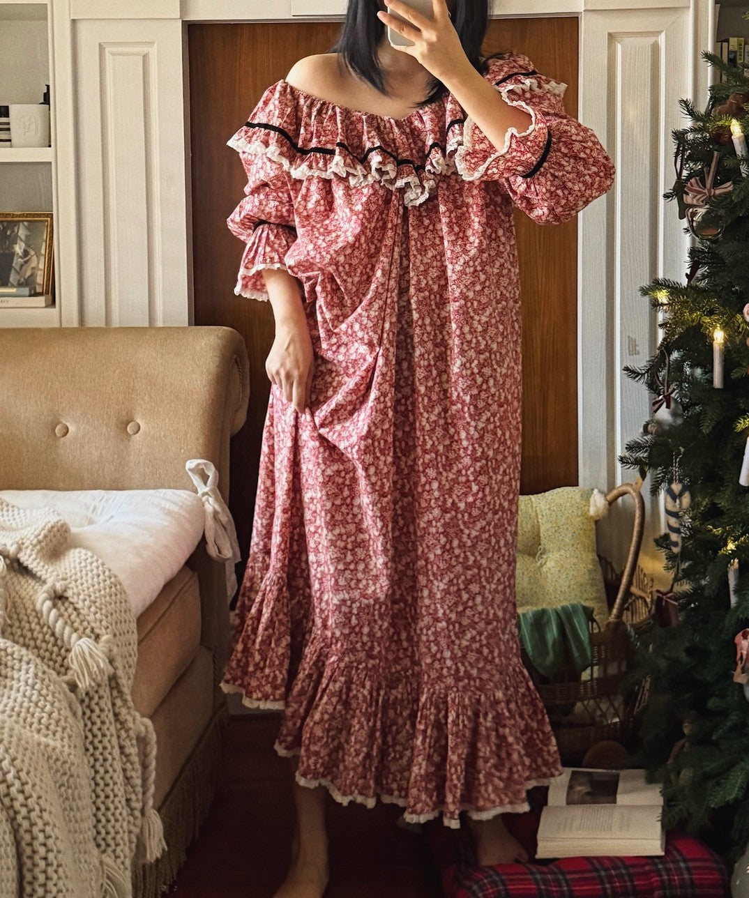Cottagecore Ruffled Floral Night Gown – Retro Fairy