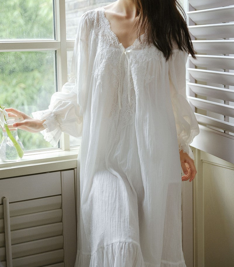 white night dress Maddie Silk Nightdress In Ivory 4 inch 100% Made in Italy Composition Defitshape Women's Cotton Sleep Dress