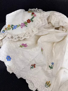 Cottagecore Embroidery Cotton Lace Collar Blouse