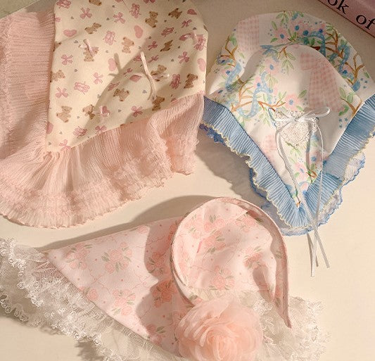 Retro Cottagecore Floral Head Scarf