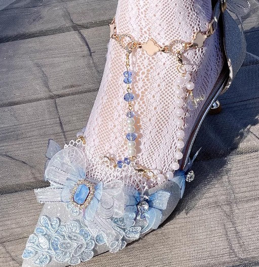 Fairycore Studded Shimmering Heels with chains