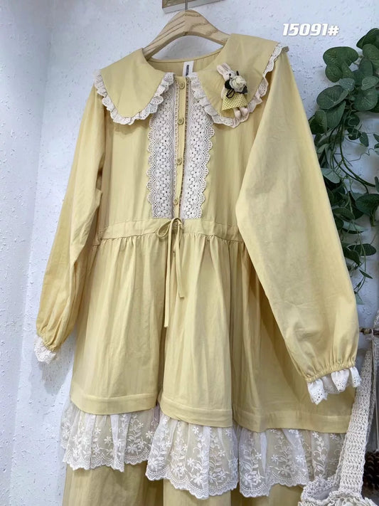 Cottagecore Lace Panel Dress
