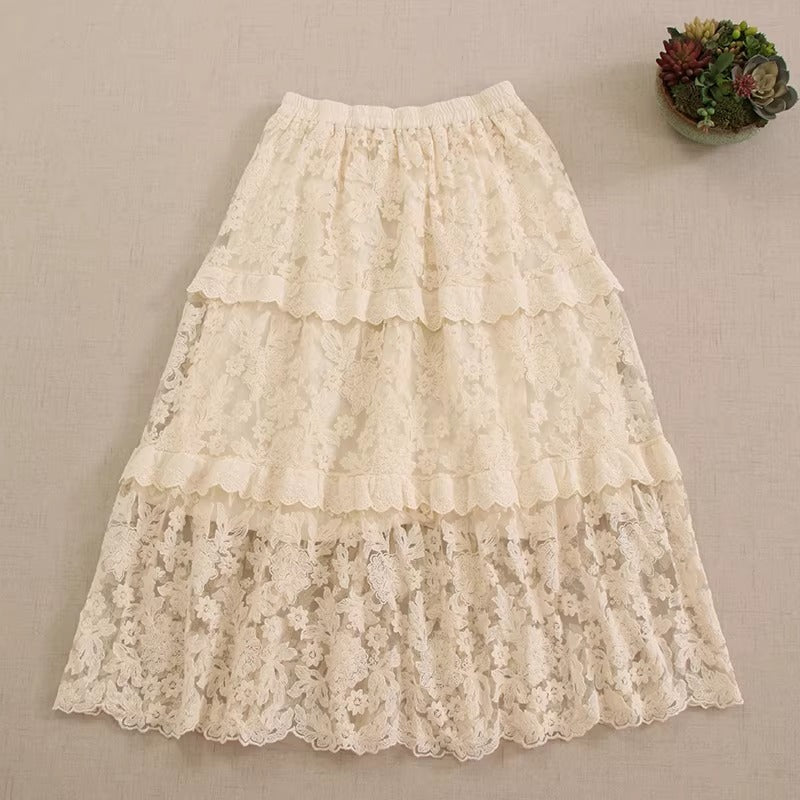 retro skirt vintage skirt lace skirt cottagecore fairycore skirt