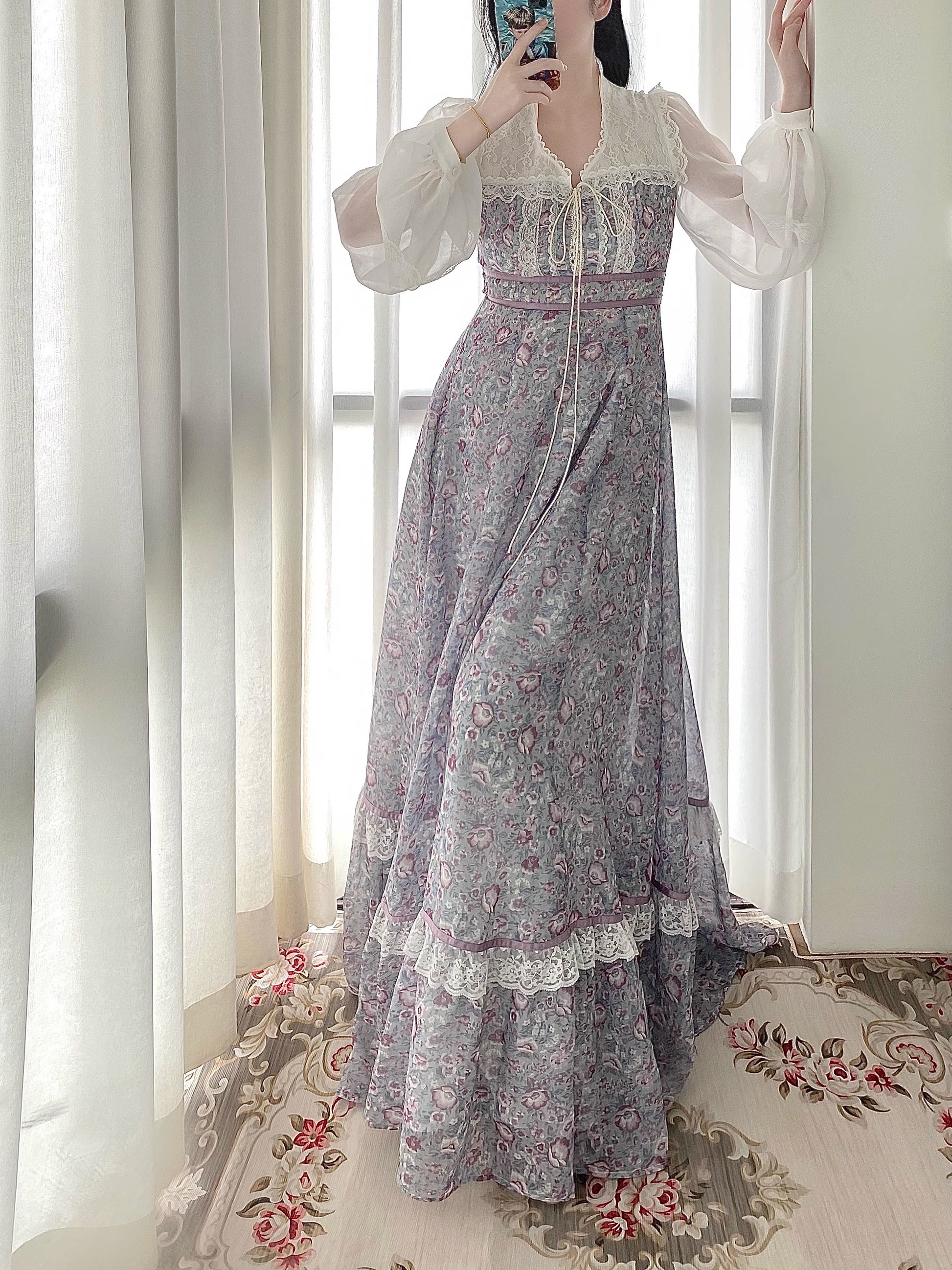 gunne sax dress prairie dress fairycore dress cottagecore dress vintage dress 70s dress 