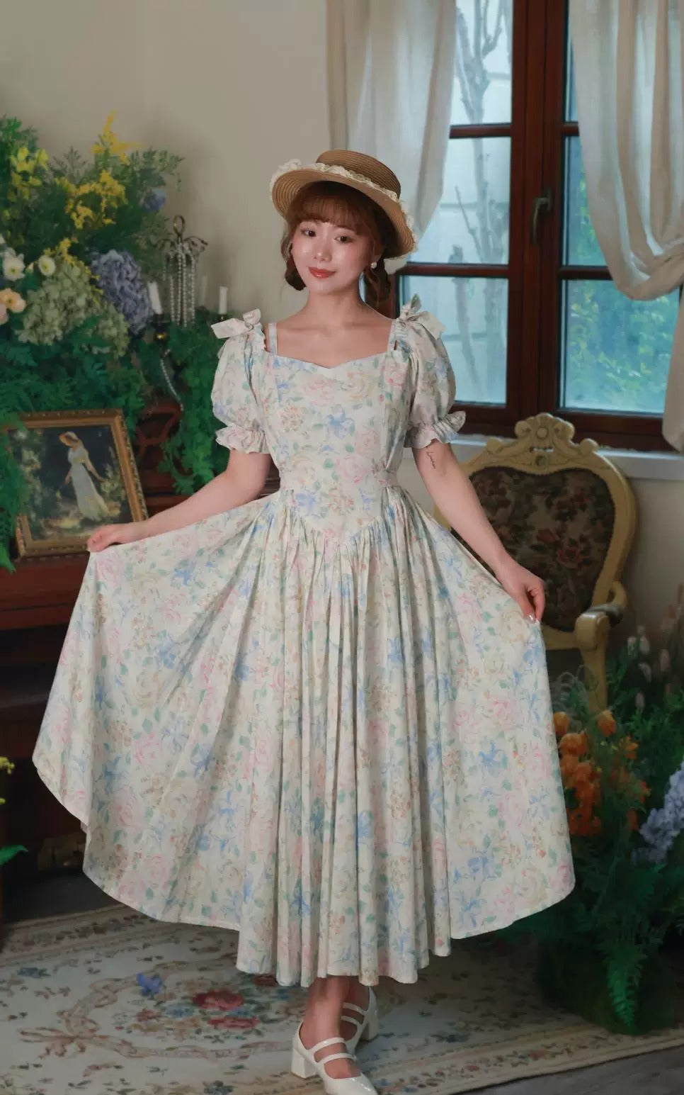 Laura Ashley Style Retro Floral Swing Dress