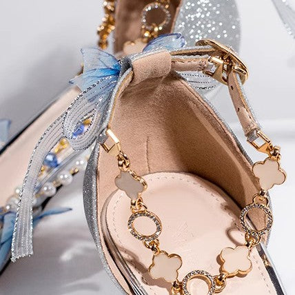 Fairycore Studded Shimmering Heels with chains