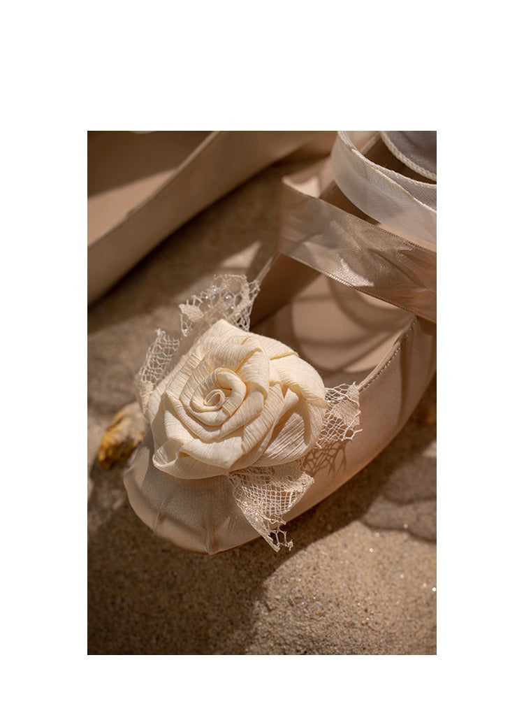 Retro Balletcore Rose Decor Flat