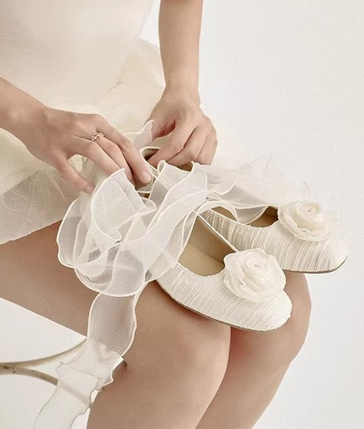 Retro Balletcore Rose Decor Flat