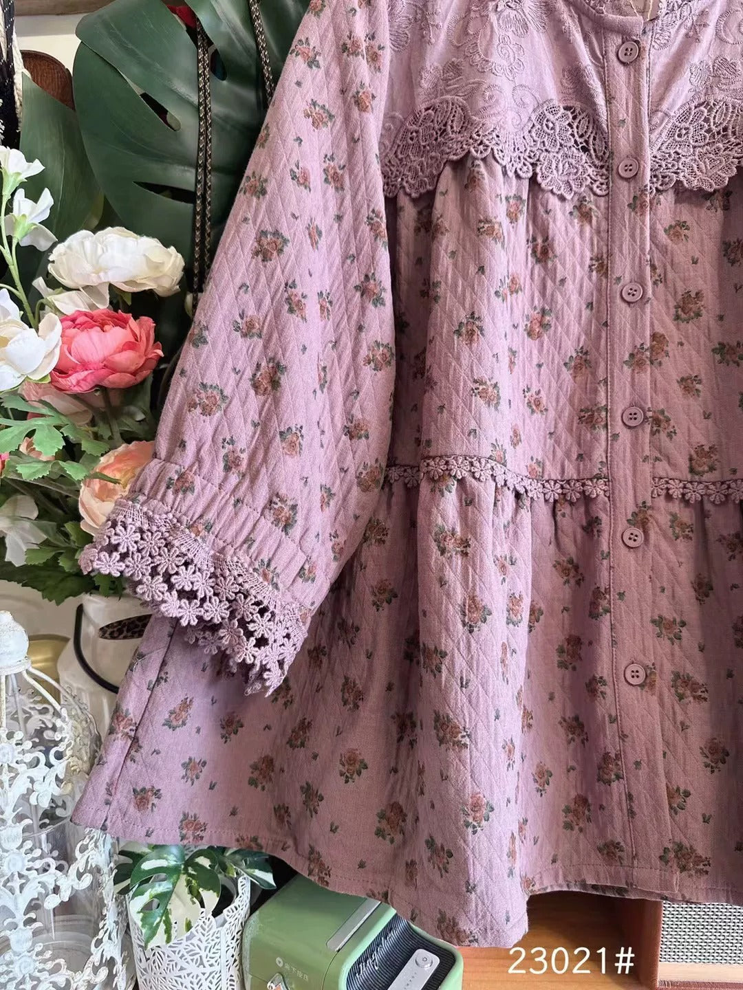 Mori Kei Floral Cotton Blouse