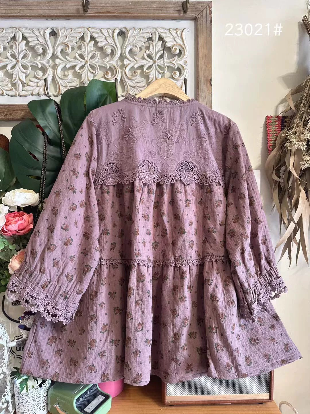 Mori Kei Floral Cotton Blouse