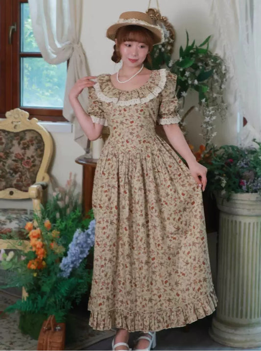 Retro Cottagecore Floral Prairie Dress