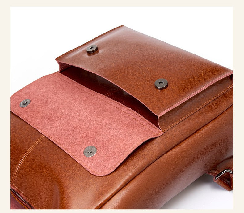 Retro Cowhide Backpack Laptop Bag
