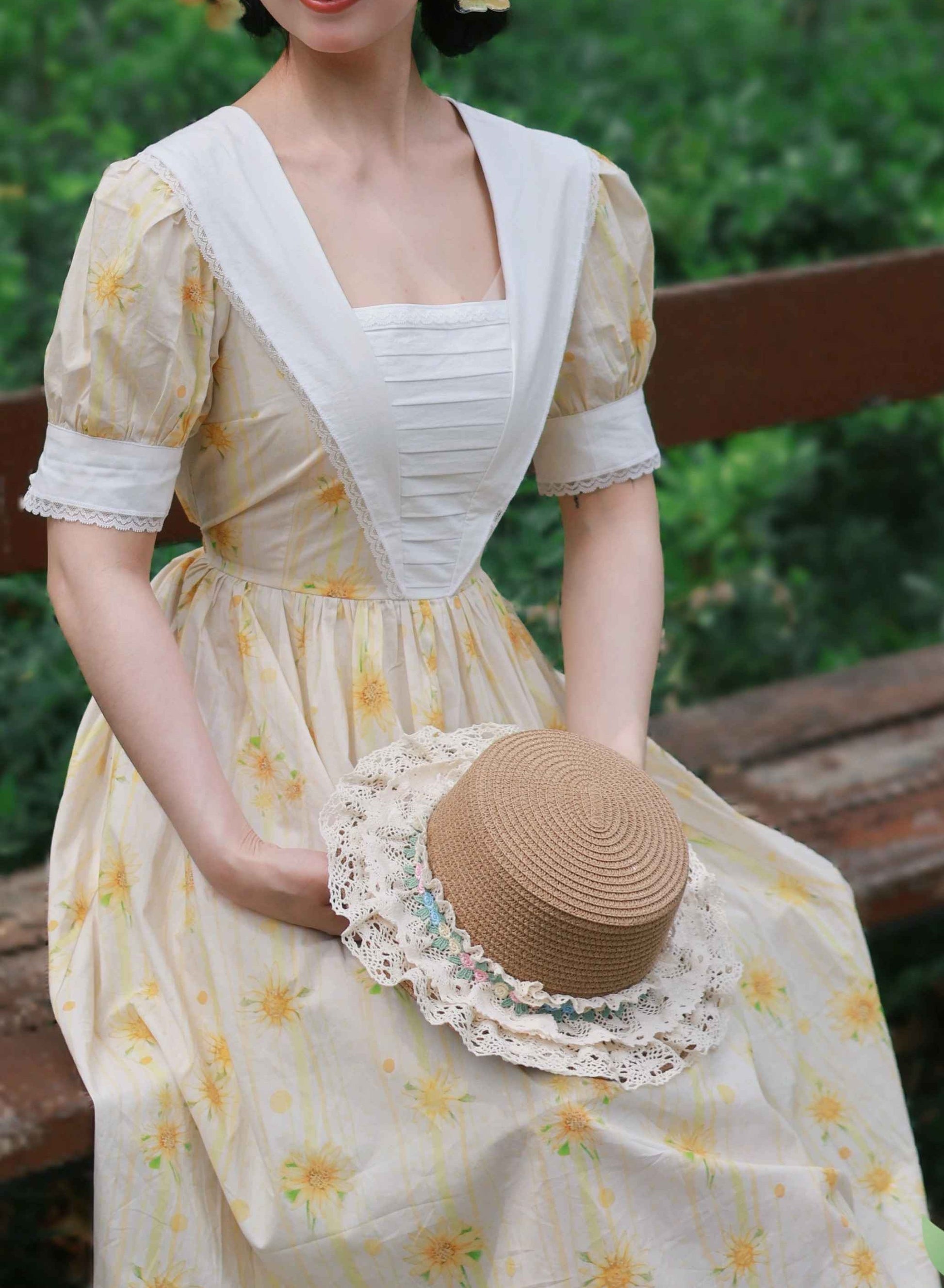 Vintage Cottagecore Sunflower Cotton Dress S I Retro Fairy Vintage Cottagecore Sunflower Cotton Dress S I Retro Fairy