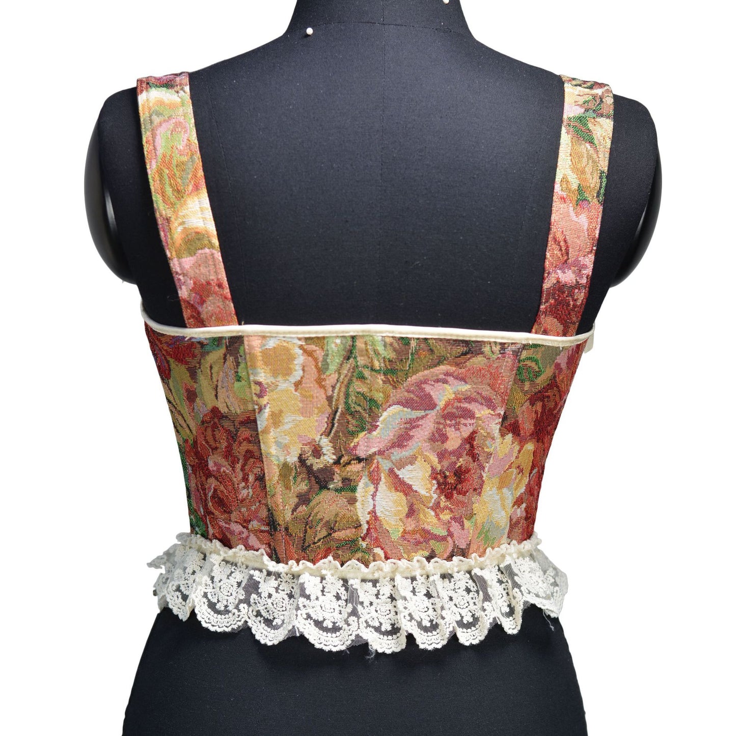 Vintage Jacquad Floral Lace up Corset