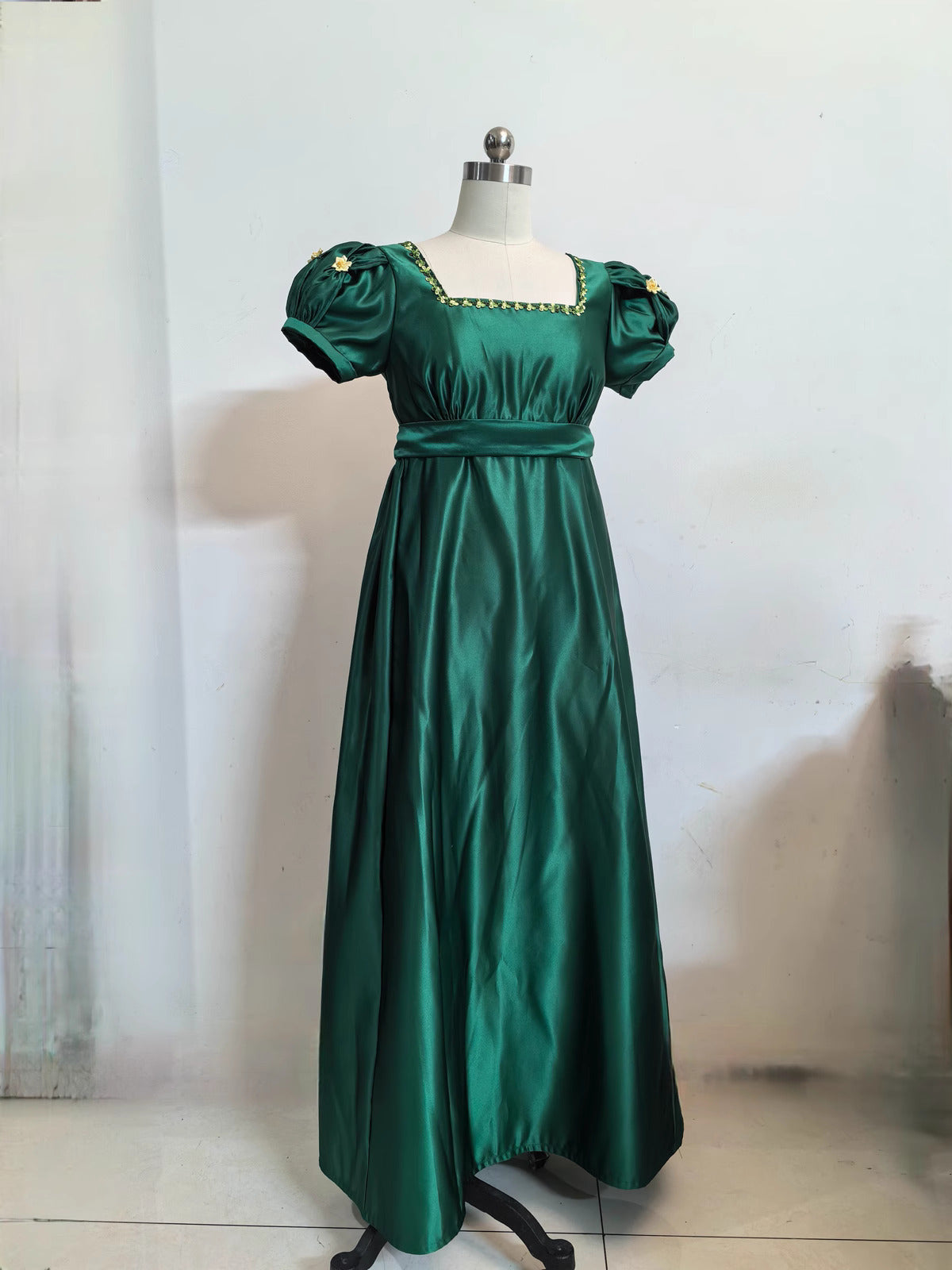 Custom Made Regency Dress Customize Size / Dark Green