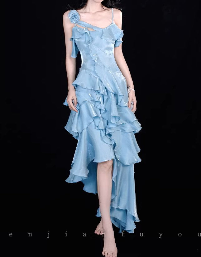 Dreamy Ruffled Irregular Slip Dress