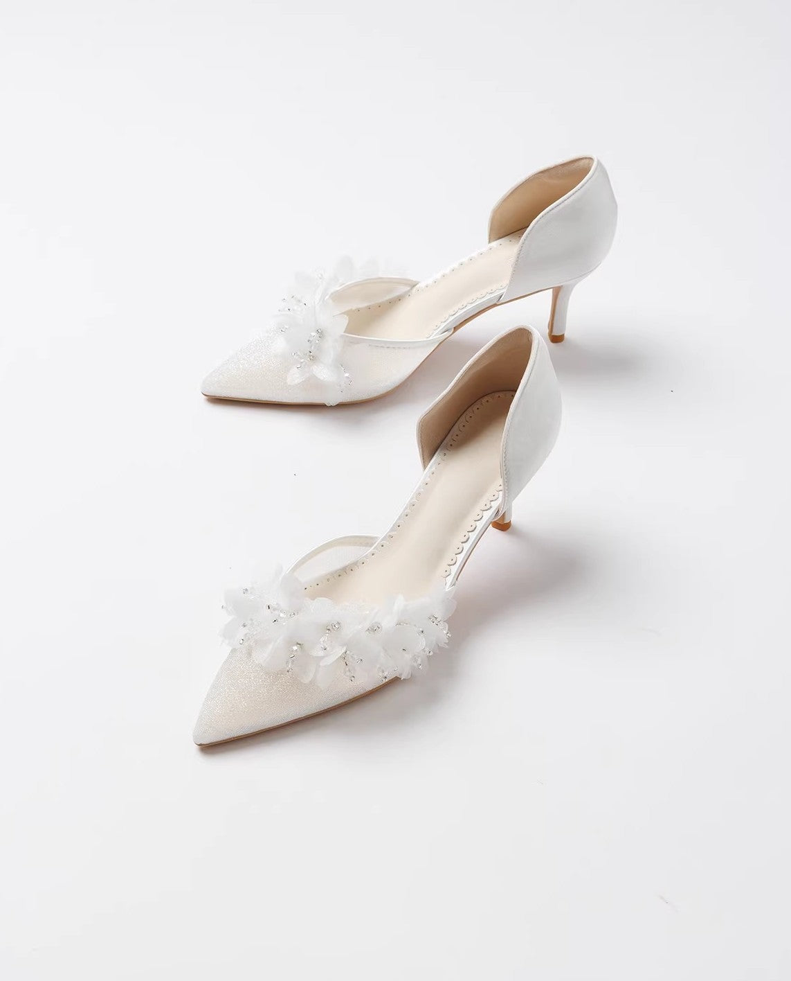 Dreamy Flower Embellished Pointed Toe Heels
