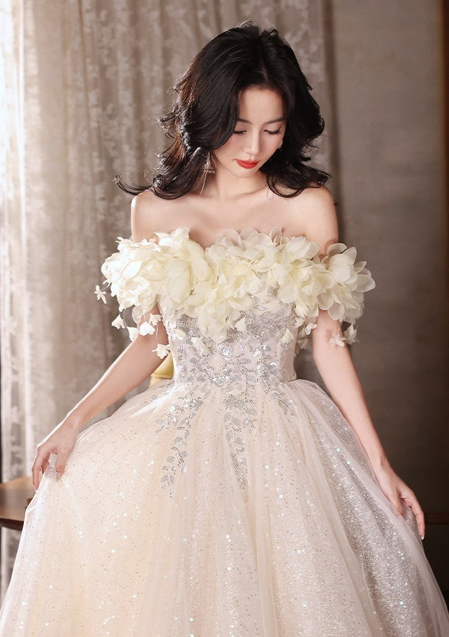 Dreamy Off-Shoulder Sequins Prom Dress Birdal Dress M I Retro Fairy Dreamy Off-Shoulder Sequins Prom Dress Birdal Dress M I Retro Fairy