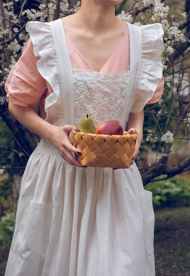 Cottagecore Embroidered Cotton Apron